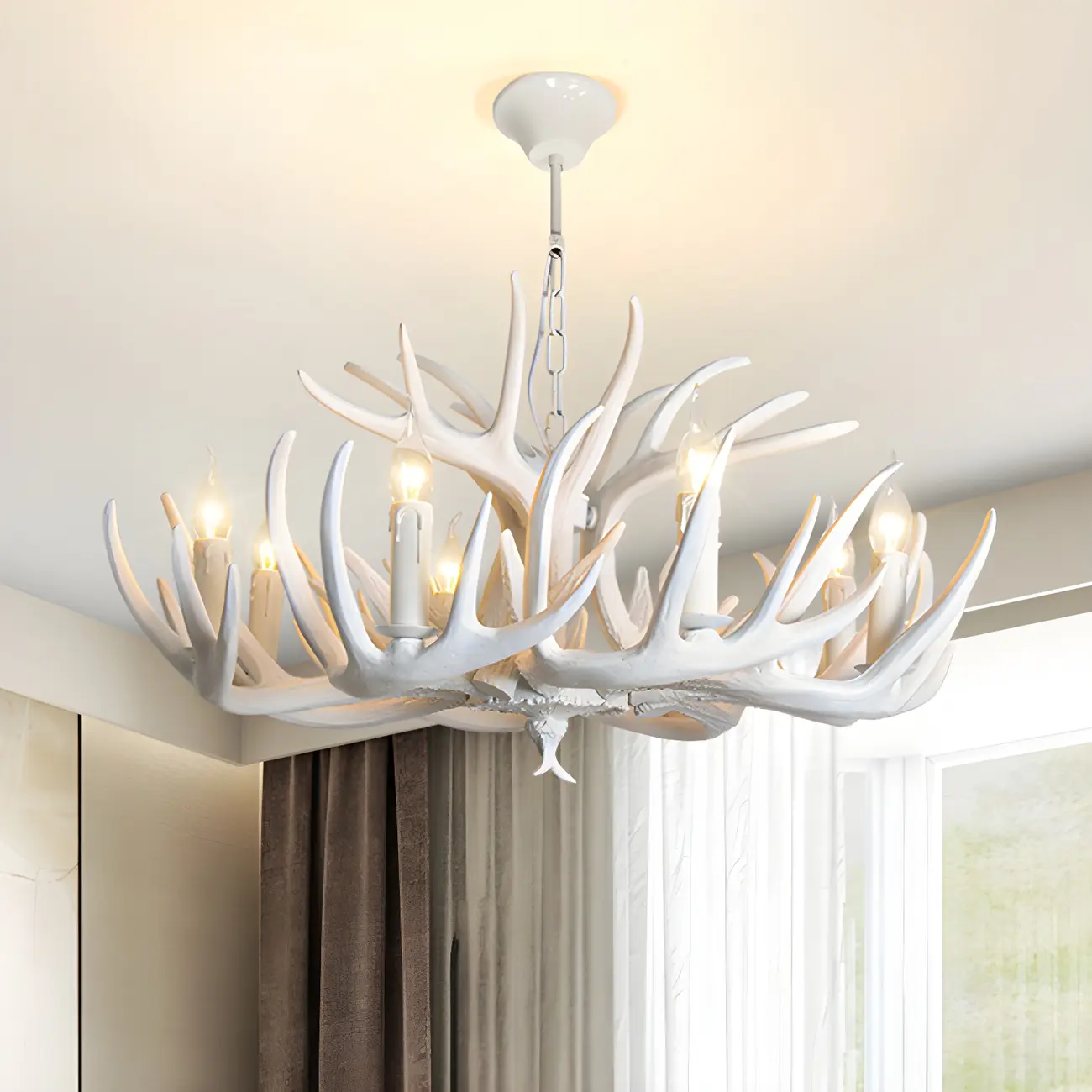 Rustic Antler Chandelier Resin Unique Living Room Lighting Image - 1 | homeyfad