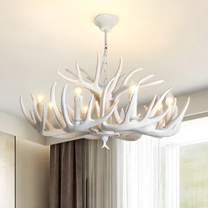 Rustic Antler Chandelier Resin Unique Living Room Lighting Image - 1