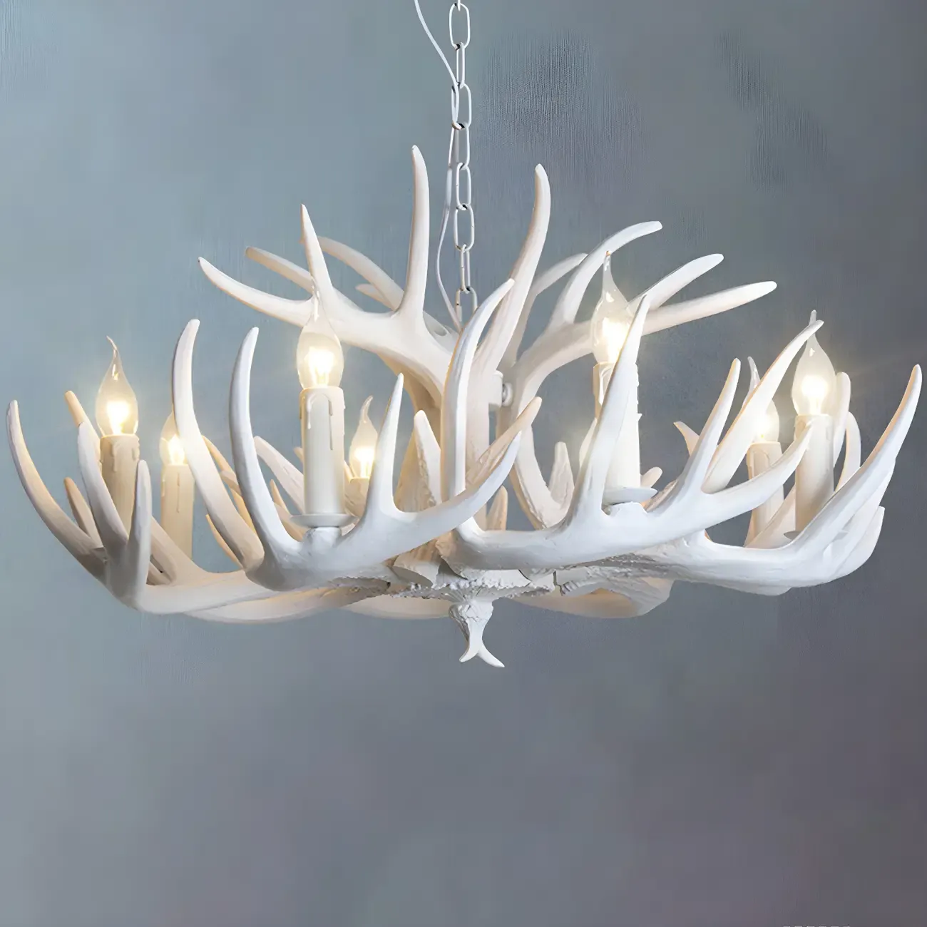 Rustic Antler Chandelier Resin Unique Living Room Lighting Image - 4