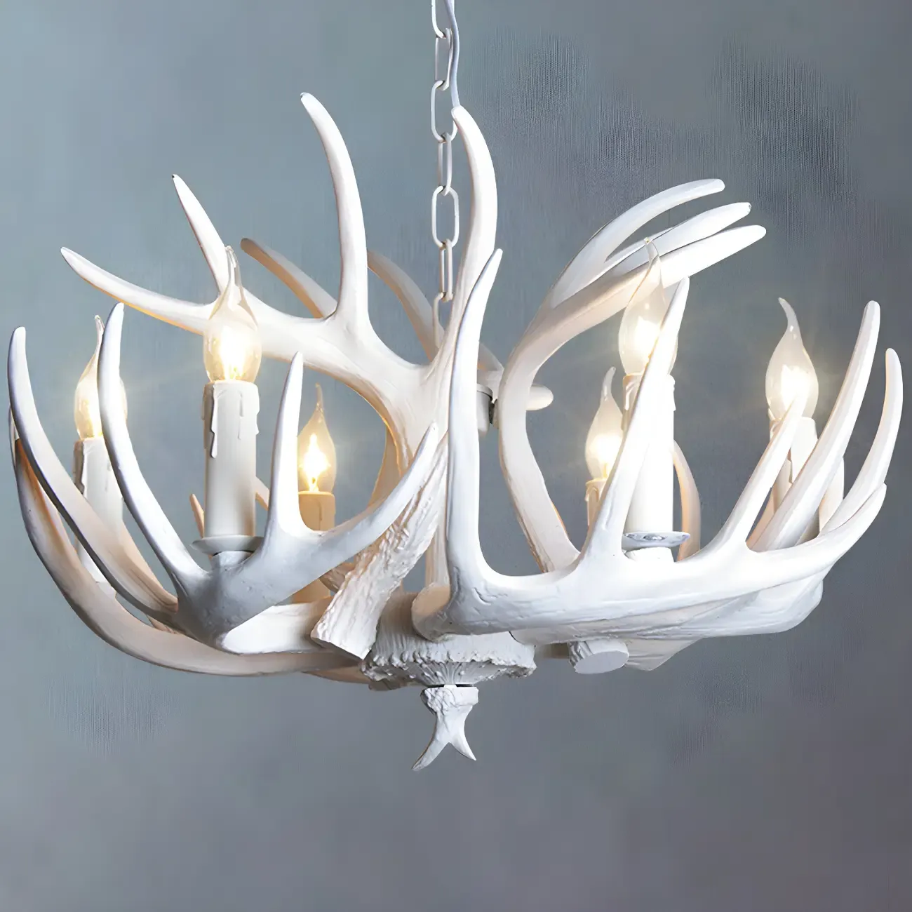 Rustic Antler Chandelier Resin Unique Living Room Lighting Image - 8