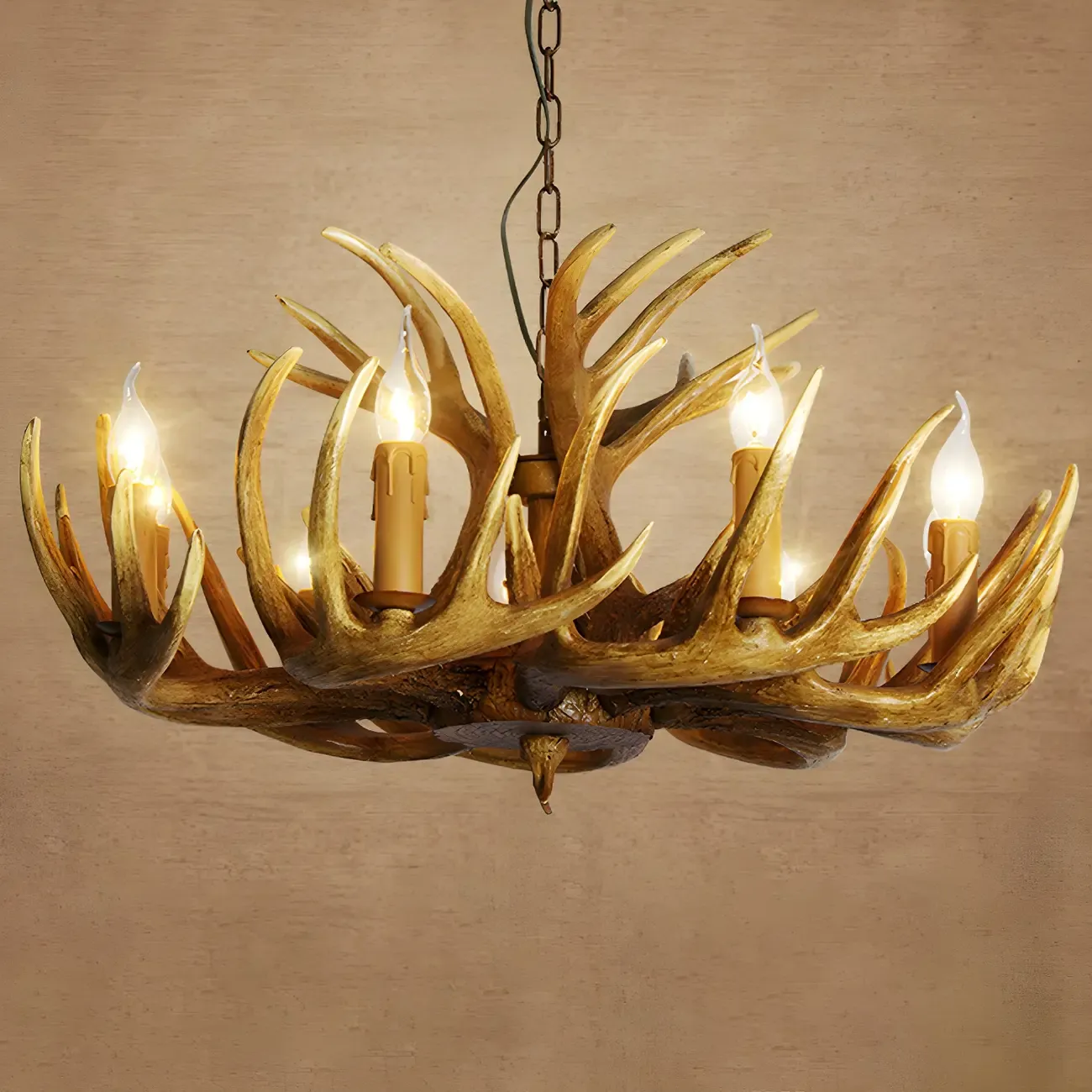 Rustic Antler Chandelier Resin Unique Living Room Lighting Image - 12