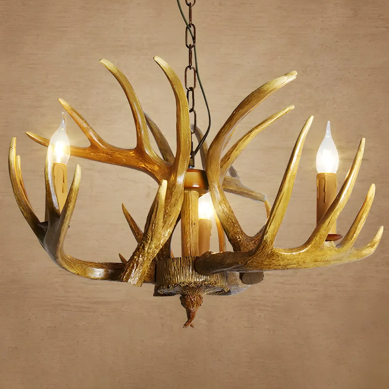 Rustic Antler Chandelier Resin Unique Living Room Lighting Image - 13