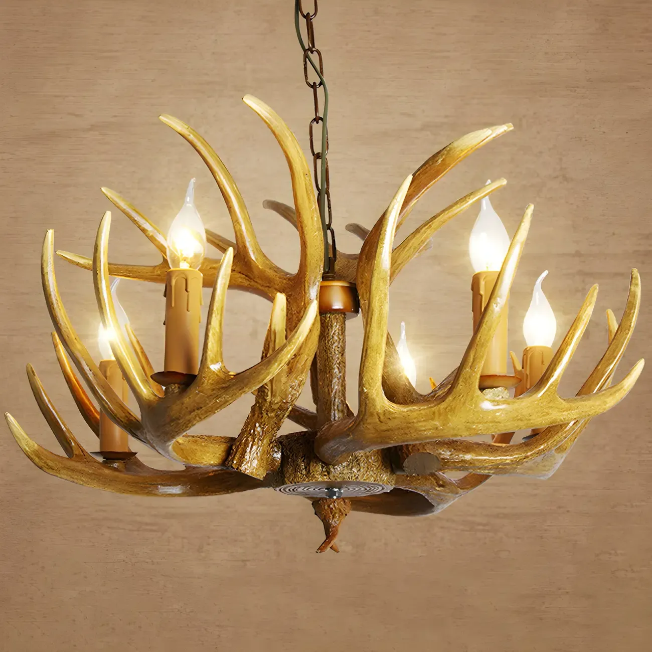 Rustic Antler Chandelier Resin Unique Living Room Lighting Image - 15