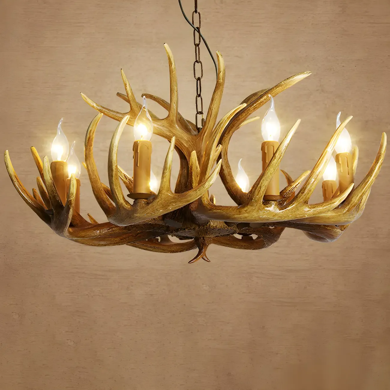 Rustic Antler Chandelier Resin Unique Living Room Lighting Image - 17