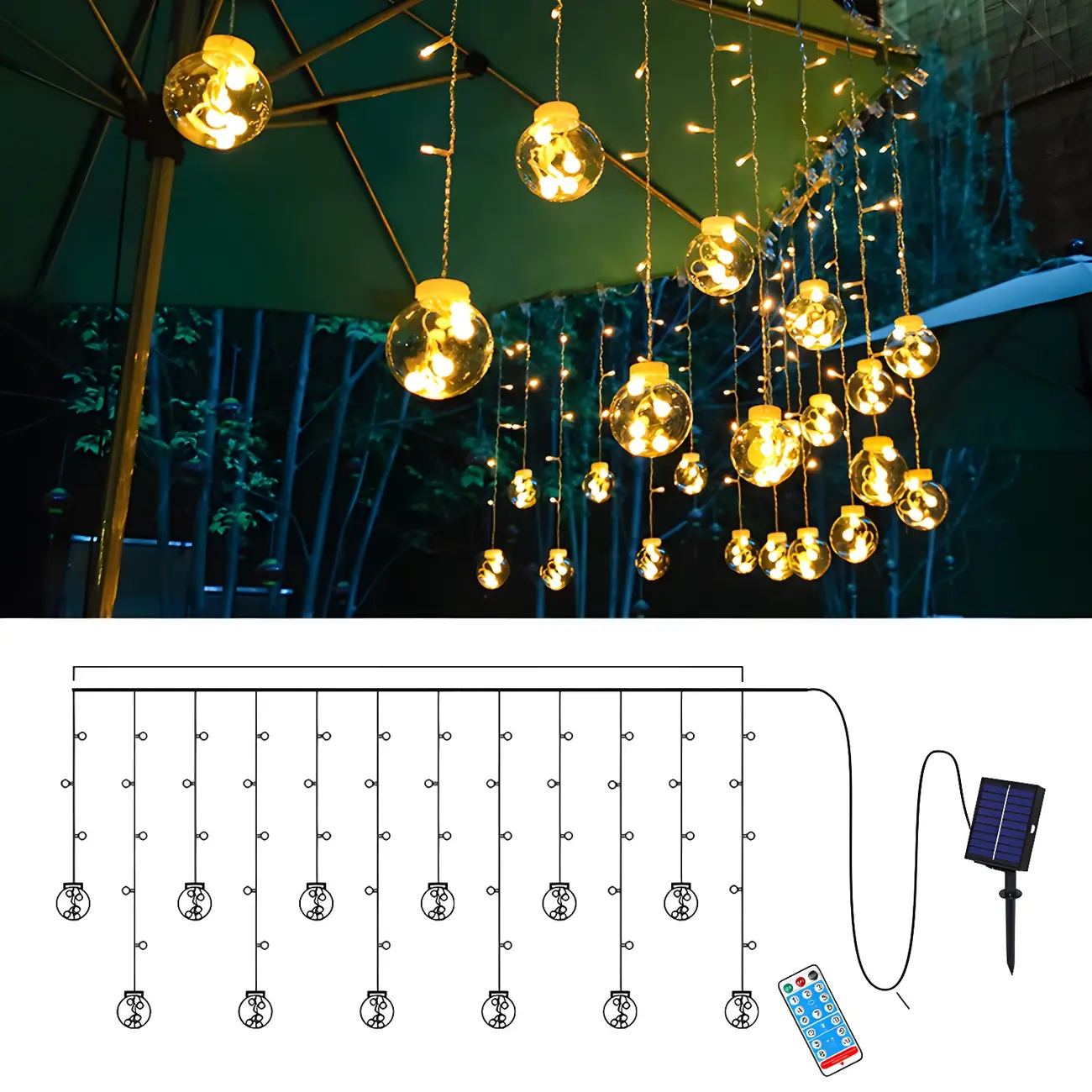 Modern Globe 11.4ft Solar Outdoor String Light Image - 4 | homeyfad