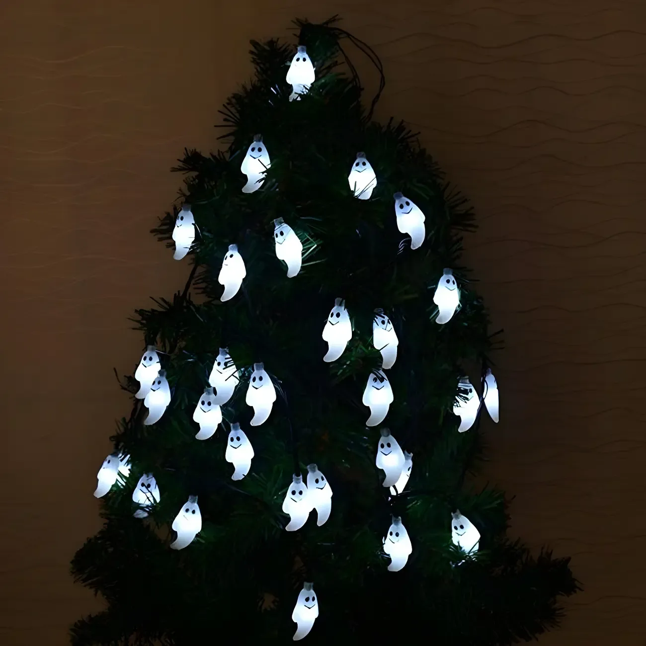 White Ghost Colorful Battery LED String Light Image - 1