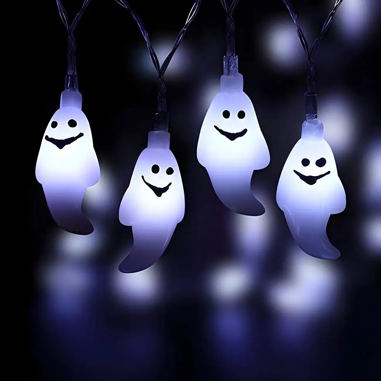 White Ghost Colorful Battery LED String Light Image - 2