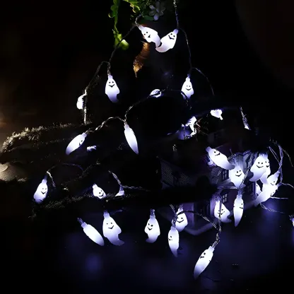 White Ghost Colorful Battery LED String Light Image - 4