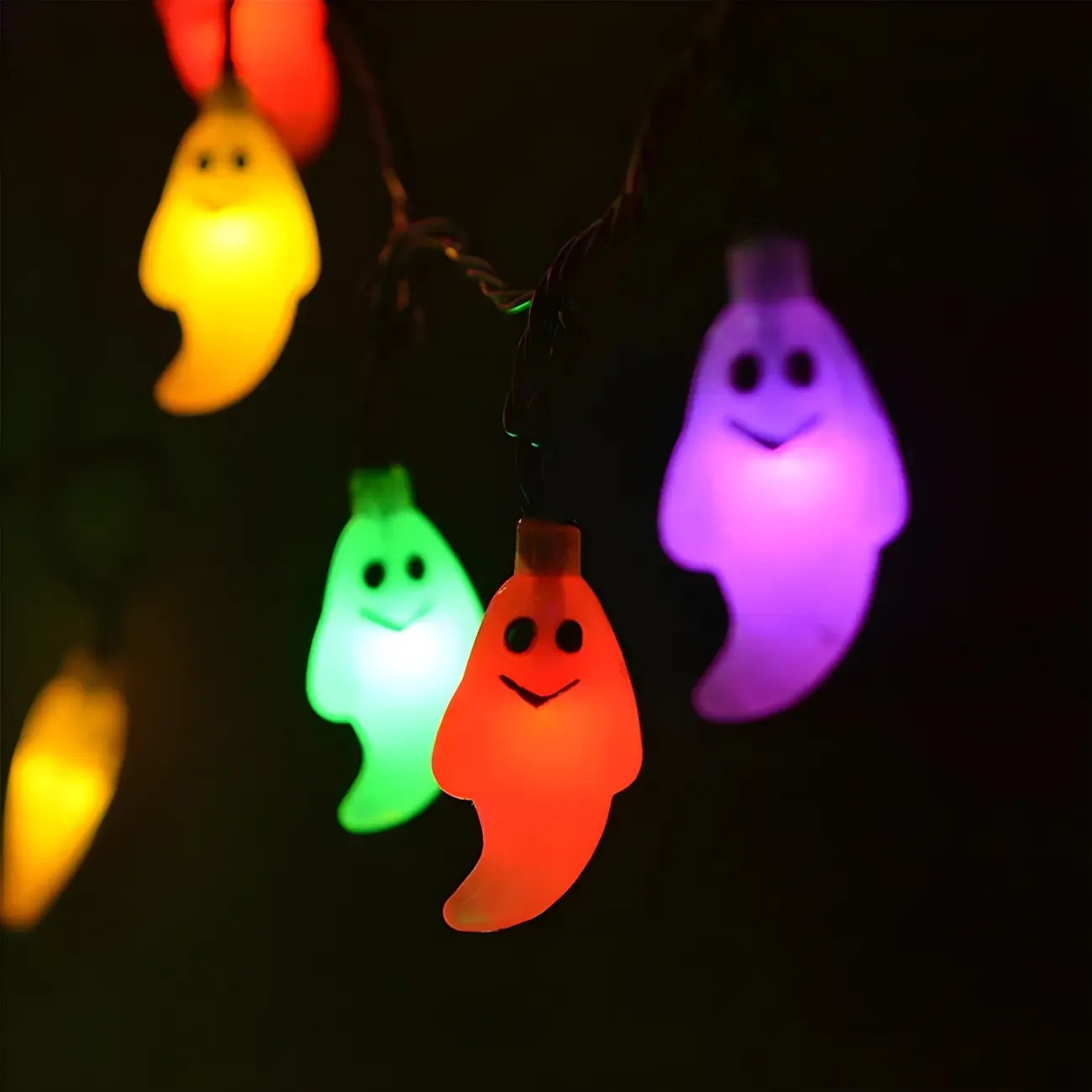 White Ghost Colorful Battery LED String Light Image - 3
