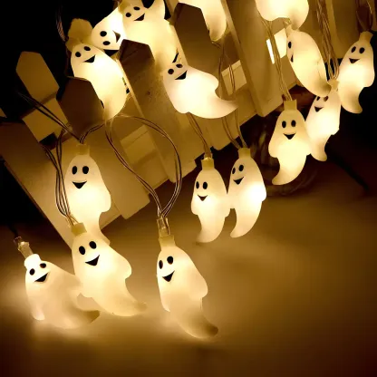 White Ghost Colorful Battery LED String Light Image - 6