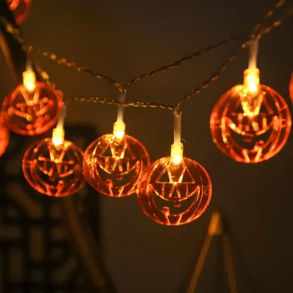 Halloween Pumpkin Solar LED String Light Image - 1