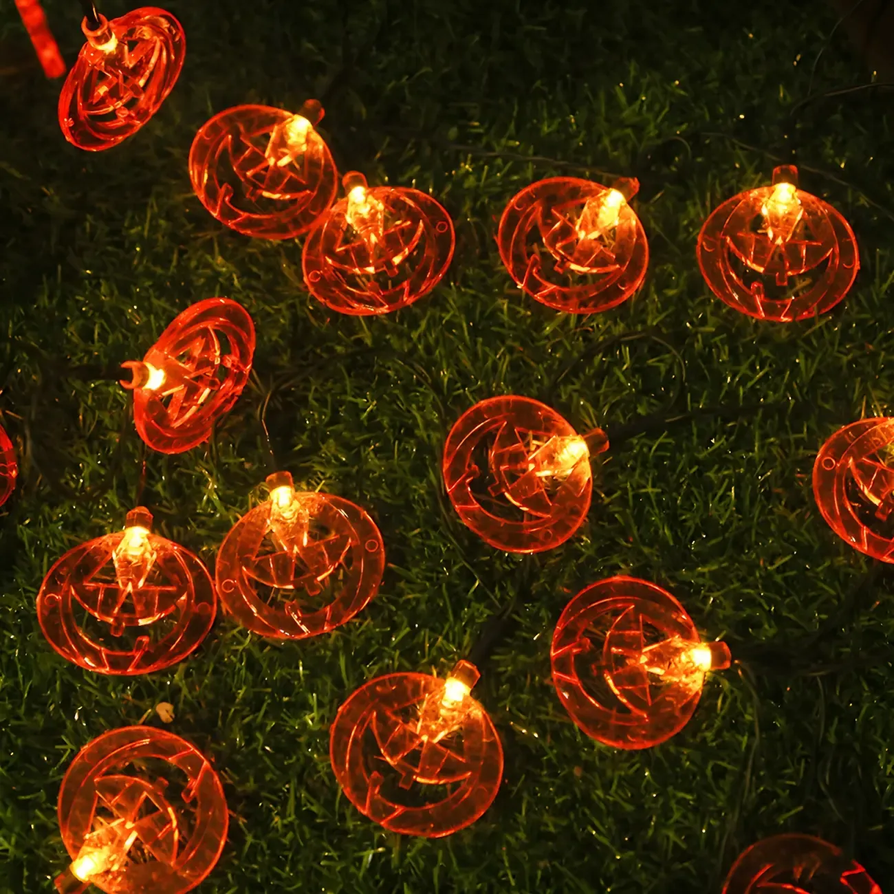 Halloween Pumpkin Solar LED String Light Image - 4