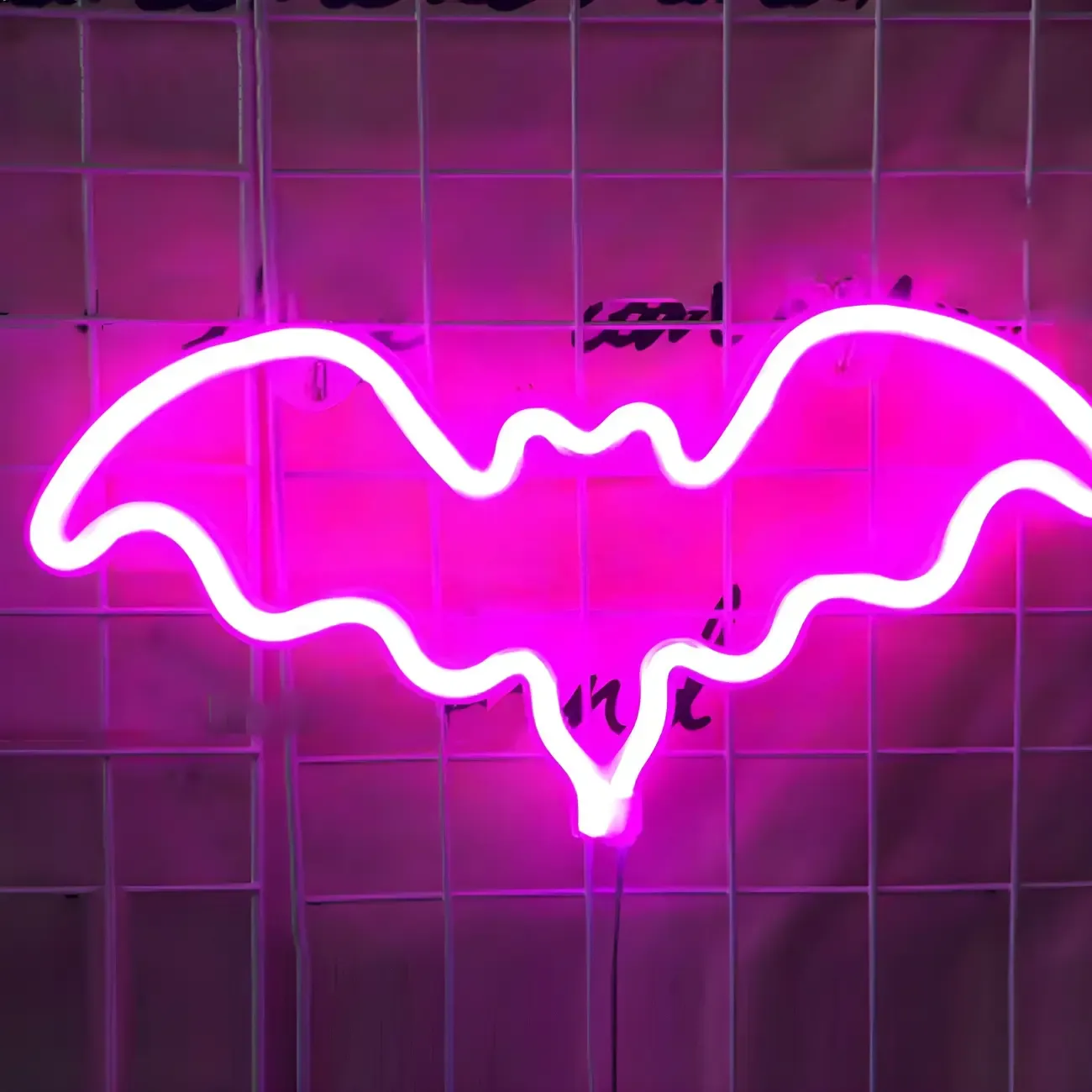 Cat and Bat Outline LED Neon Rechargeable Night Light Image - 4