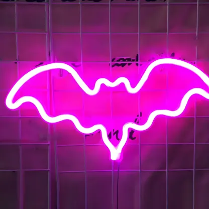 Cat and Bat Outline LED Neon Rechargeable Night Light Image - 4