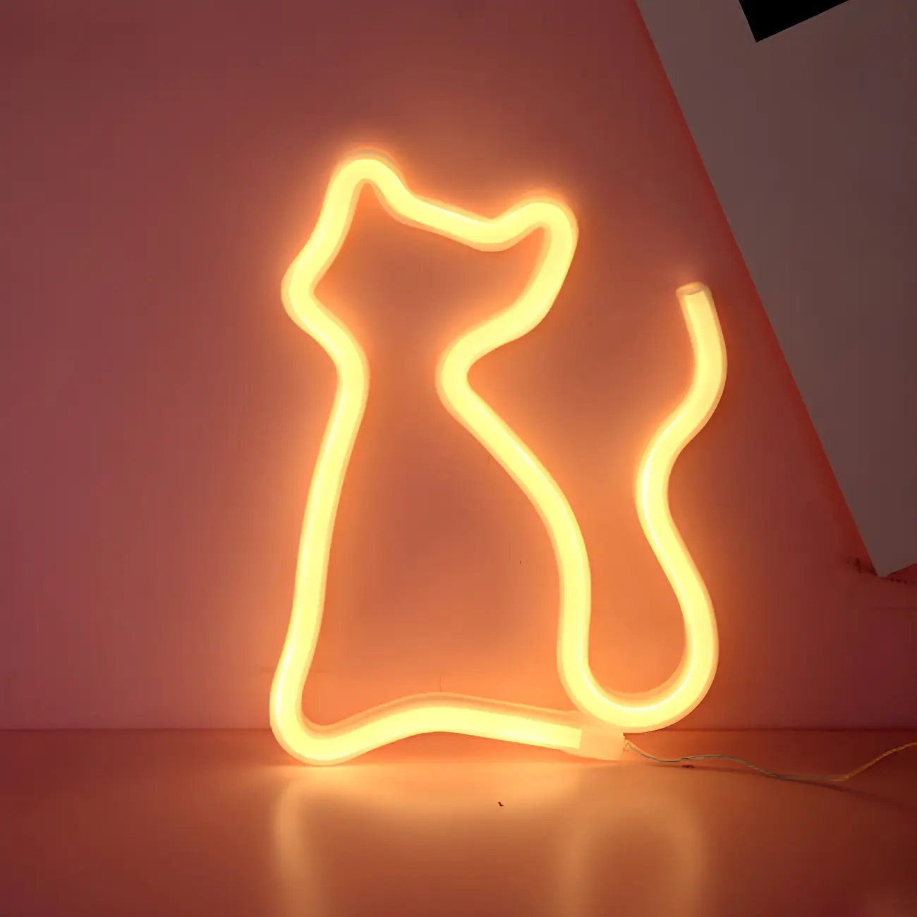 Cat and Bat Outline LED Neon Rechargeable Night Light Image - 2 | homeyfad