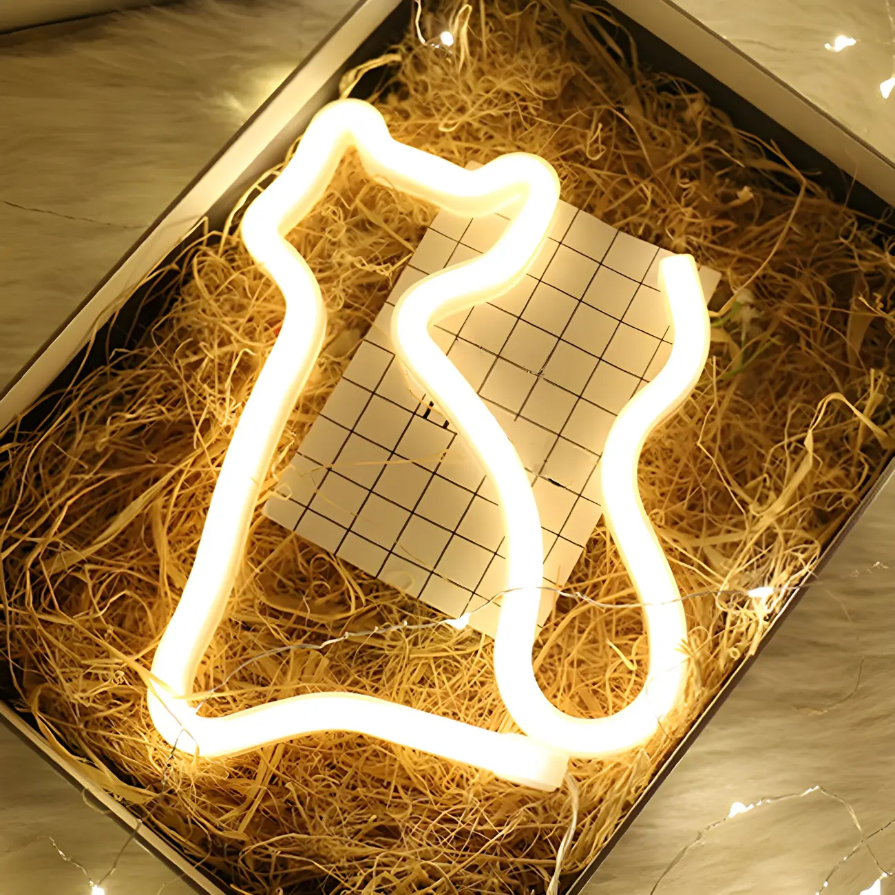 Cat and Bat Outline LED Neon Rechargeable Night Light Image - 1 | homeyfad