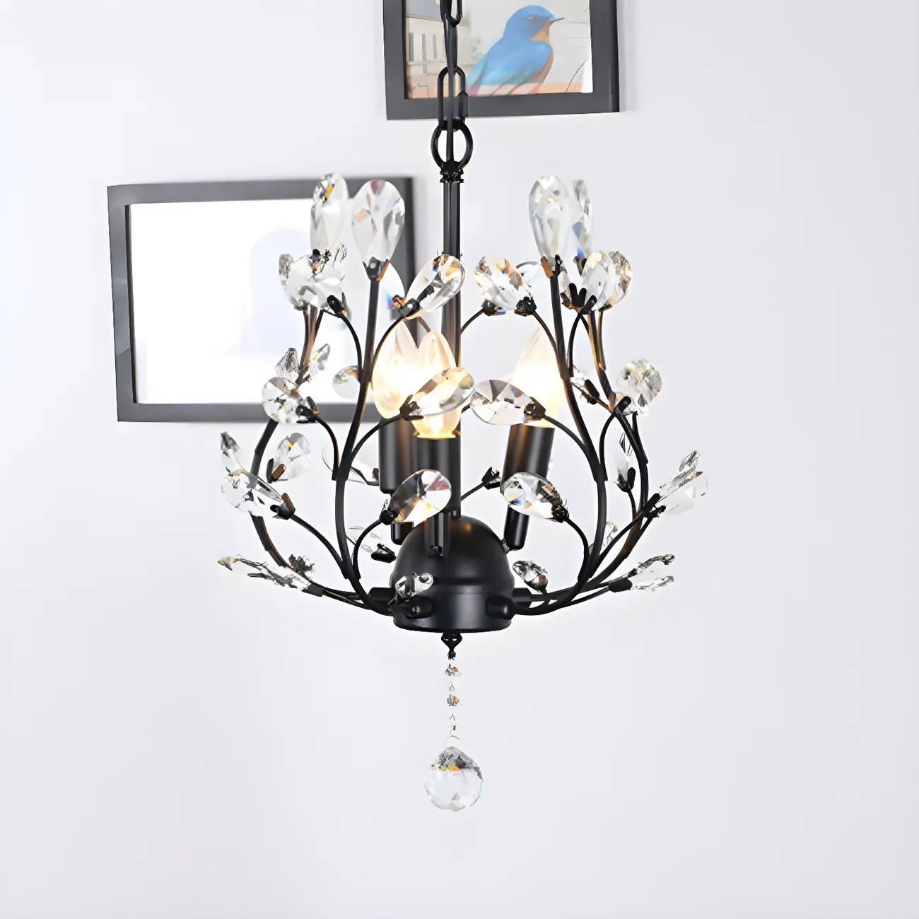 Vintage Black Iron Chandelier for Dining Room Image - 1 | homeyfad