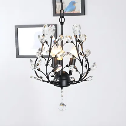 Vintage Black Iron Chandelier for Dining Room Image - 1