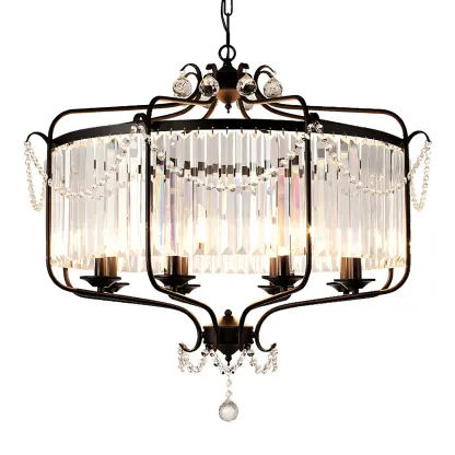 Black Crystal Linear Bead Chandelier Modern Design Image - 6