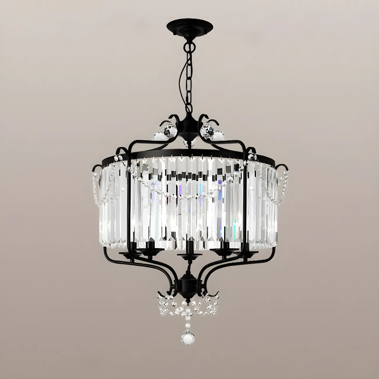 Black Crystal Linear Bead Chandelier Modern Design Image - 5 | homeyfad