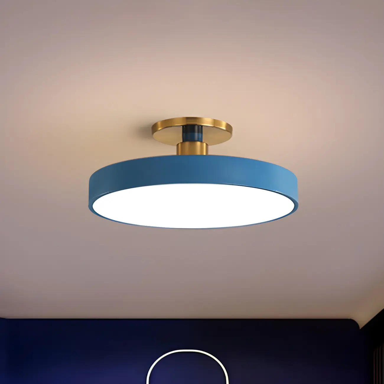 Blue Round LED Semi Flush Mount Ceiling Light Image - 1 | homeyfad
