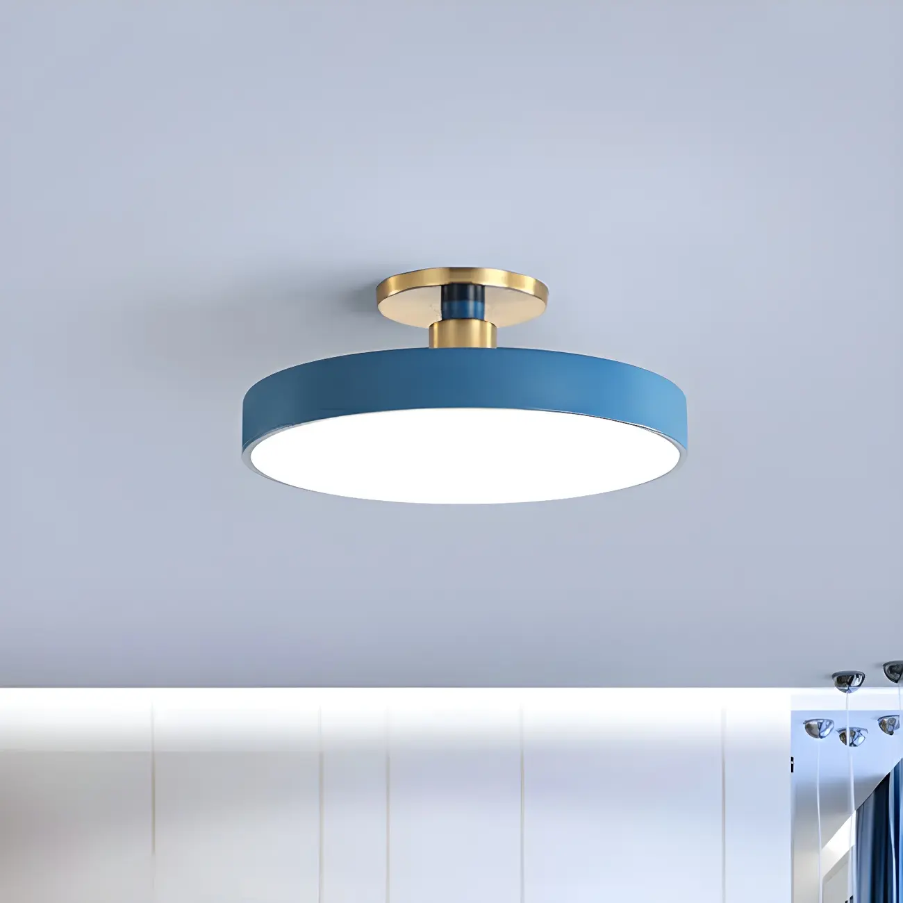 Blue Round LED Semi Flush Mount Ceiling Light Image - 2 | homeyfad