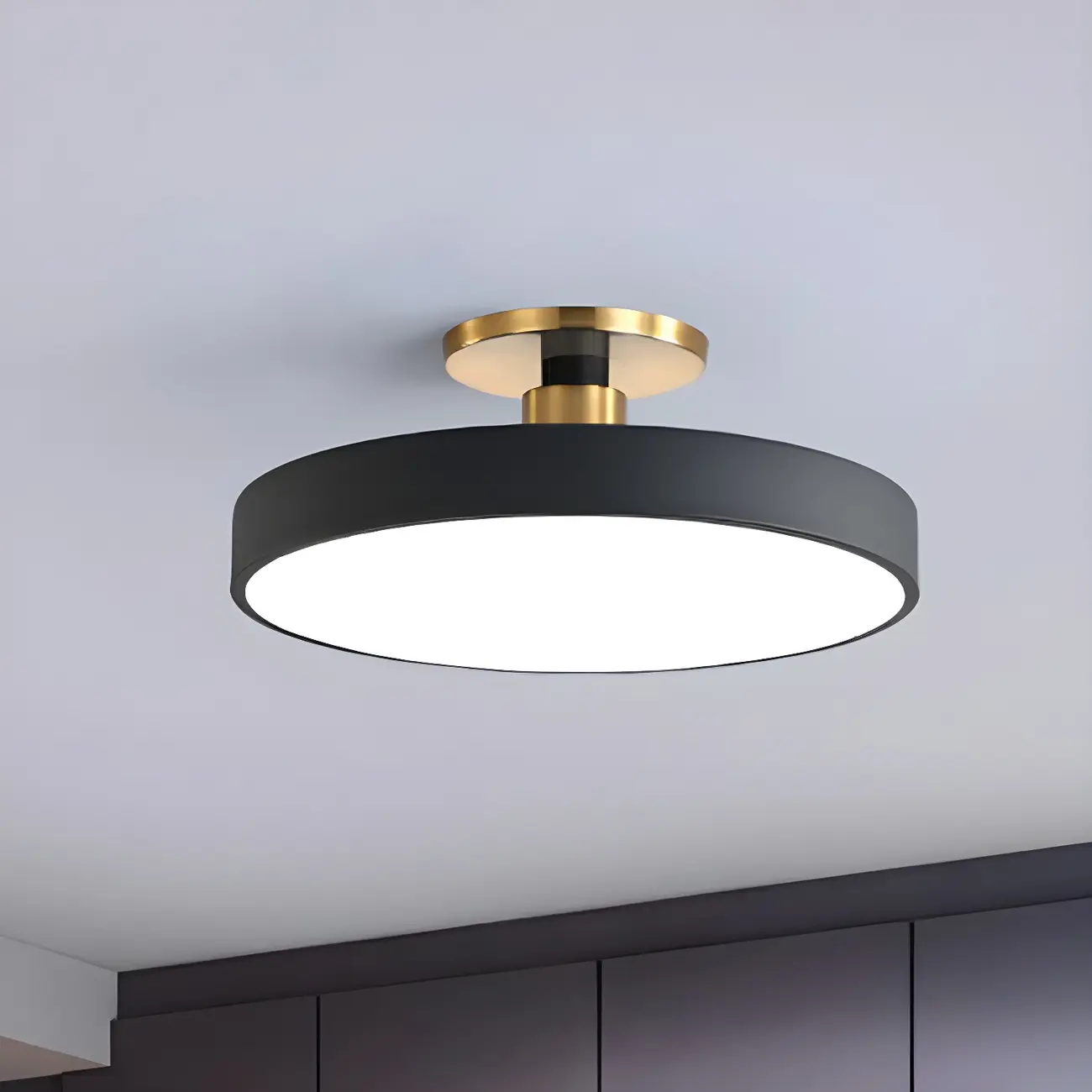 Blue Round LED Semi Flush Mount Ceiling Light Image - 5 | homeyfad