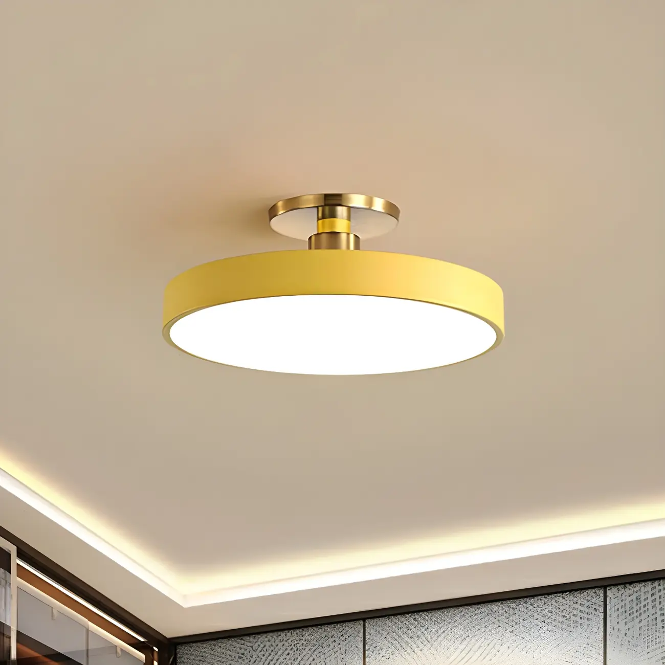 Blue Round LED Semi Flush Mount Ceiling Light Image - 7 | homeyfad
