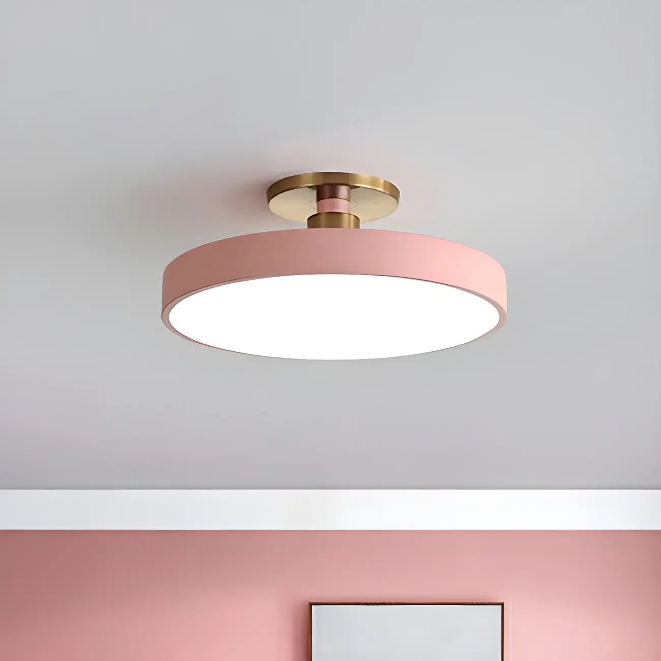 Blue Round LED Semi Flush Mount Ceiling Light Image - 8 | homeyfad