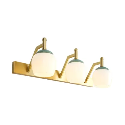 Traditional Brass Vanity Sconce with Frosted Glass for Bathroom Image - 8