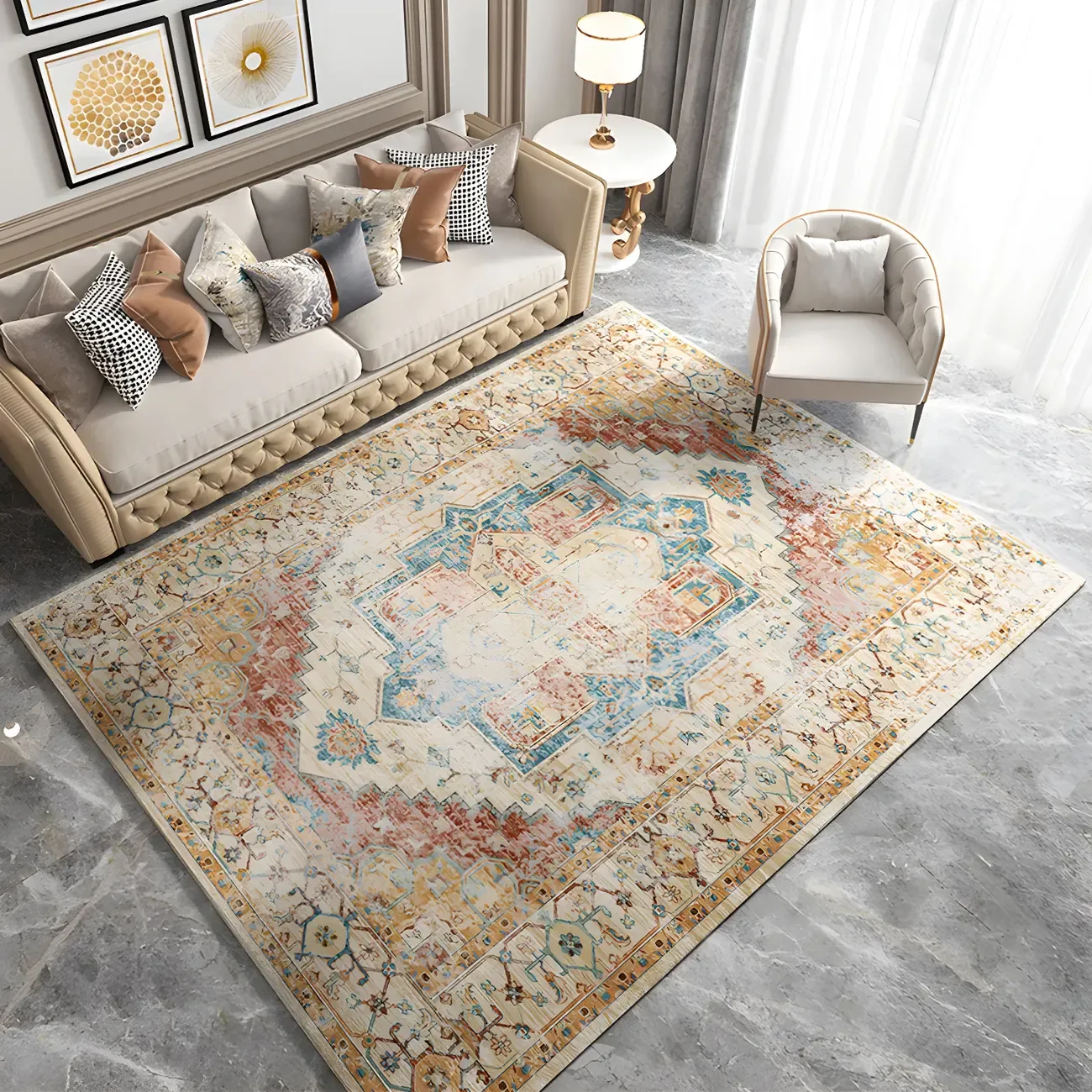 Vintage Persian Style Rectangle Area Rug Image - 2