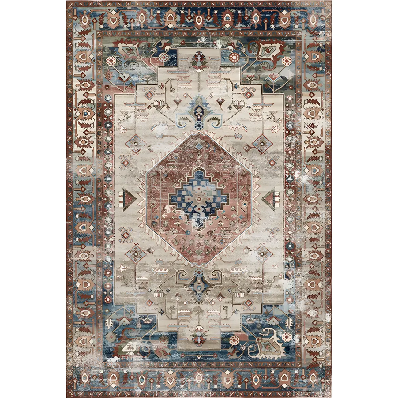 Vintage Persian Style Rectangle Area Rug Image - 5