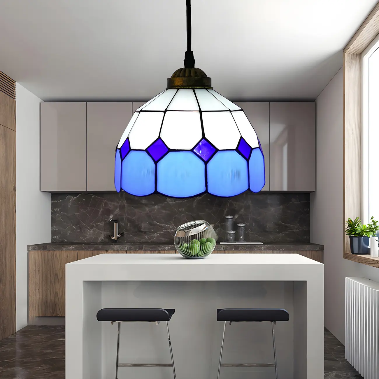 Tiffany Stained Glass Rattan Pendant Light Fixture Image - 13 | homeyfad