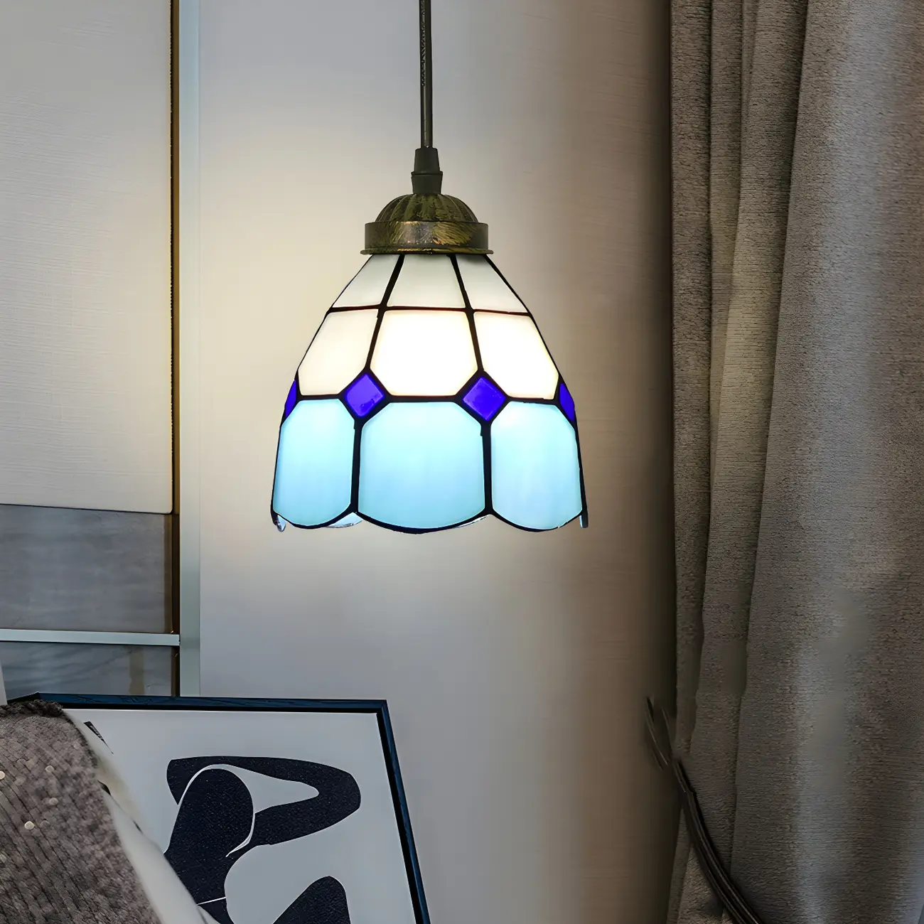 Tiffany Stained Glass Rattan Pendant Light Fixture Image - 15 | homeyfad