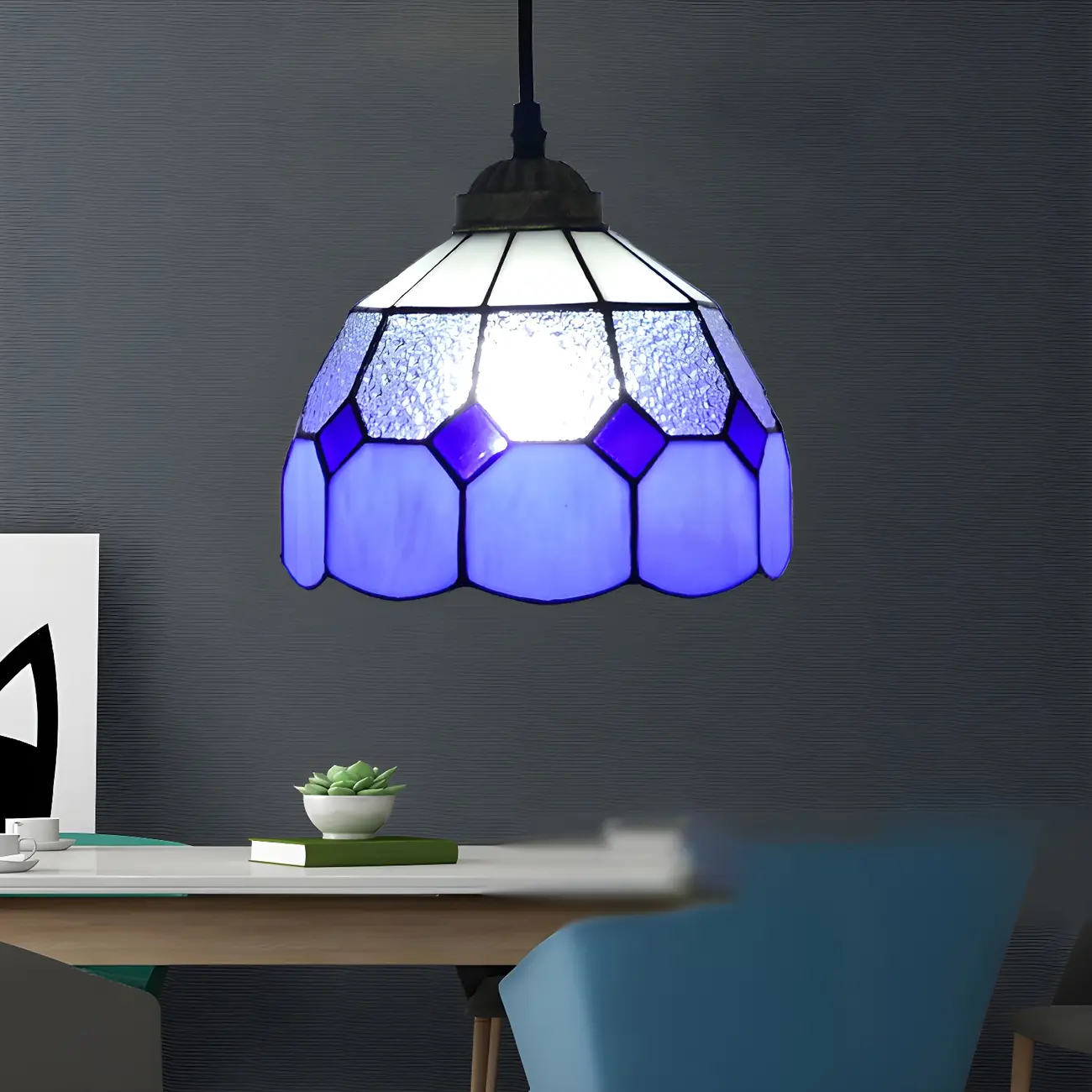 Tiffany Stained Glass Rattan Pendant Light Fixture Image - 16 | homeyfad