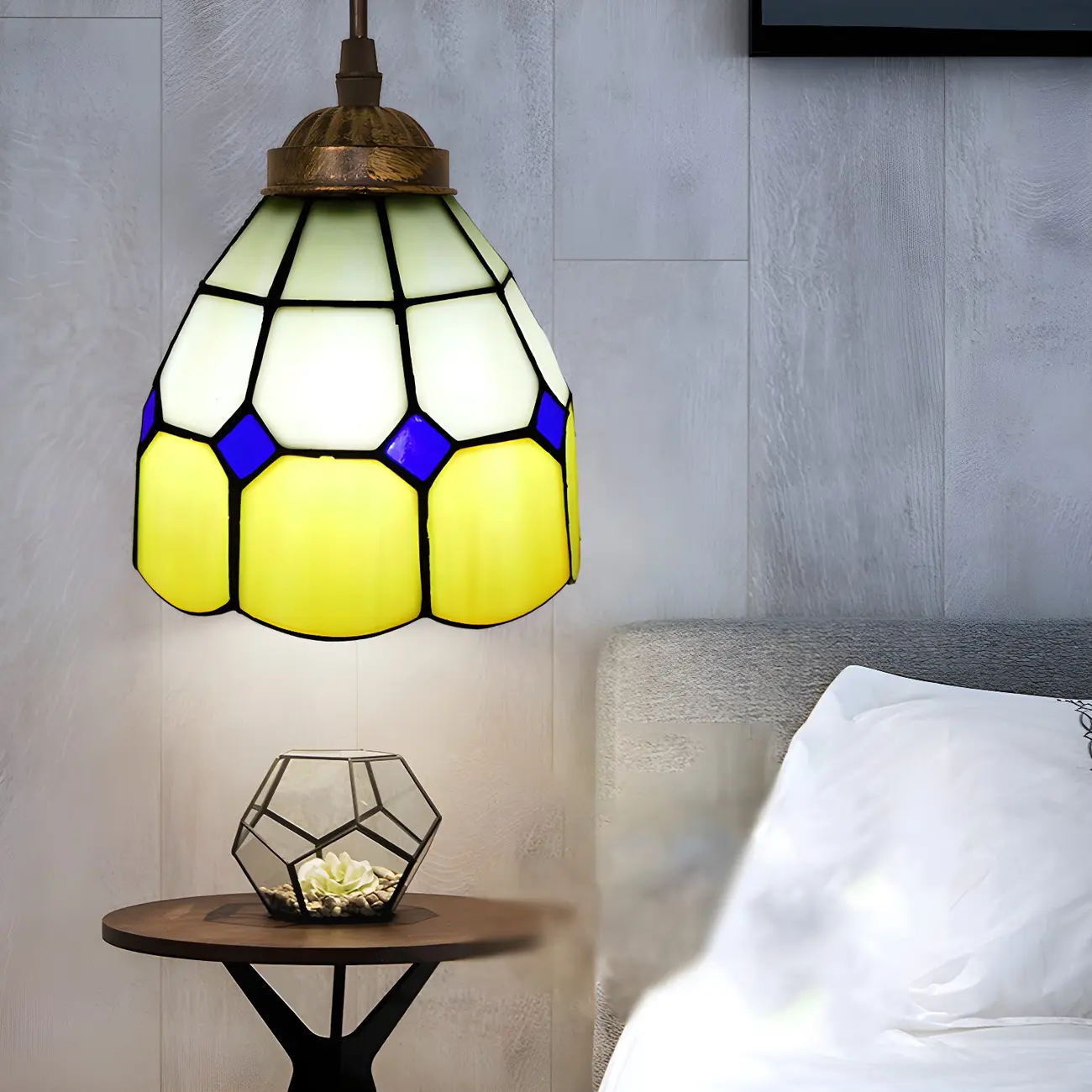 Tiffany Stained Glass Rattan Pendant Light Fixture Image - 18 | homeyfad