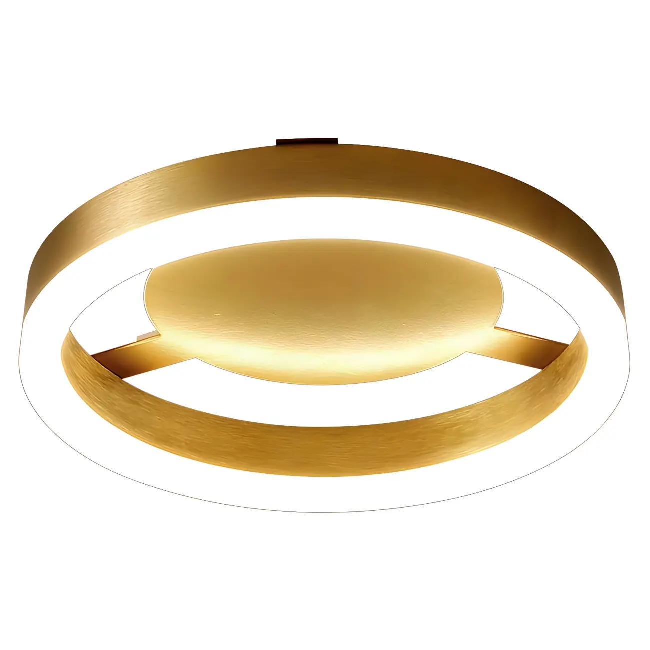 Decorative Round Golden Semi-Flush LED Ceiling Light Image - 3 | homeyfad