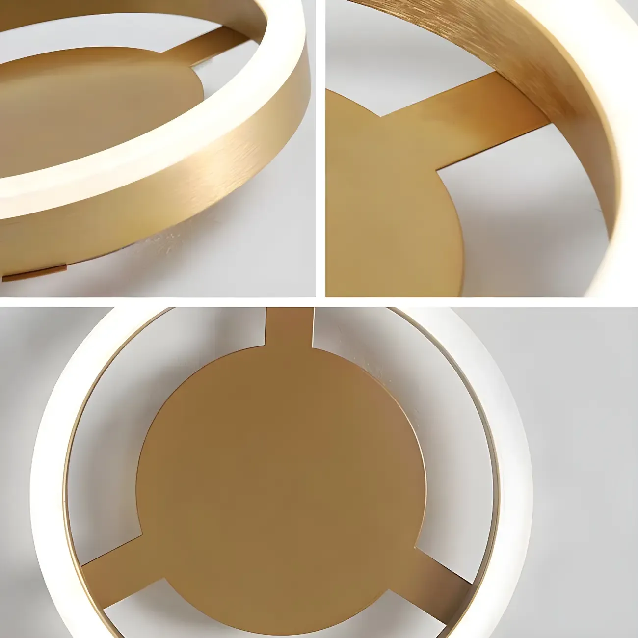 Decorative Round Golden Semi-Flush LED Ceiling Light Image - 5