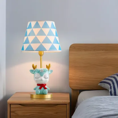 Cute Deer Kids Lamp Blue LED for Bedroom Nightstand