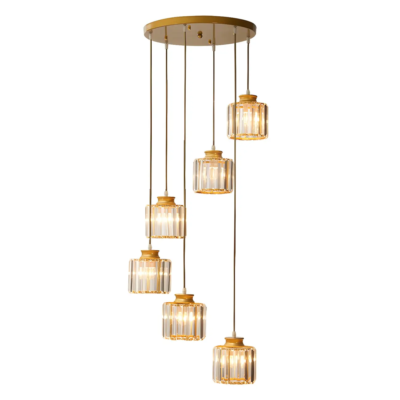 Modern Crystal Pendant Light Chandelier Gold Image - 6 | homeyfad