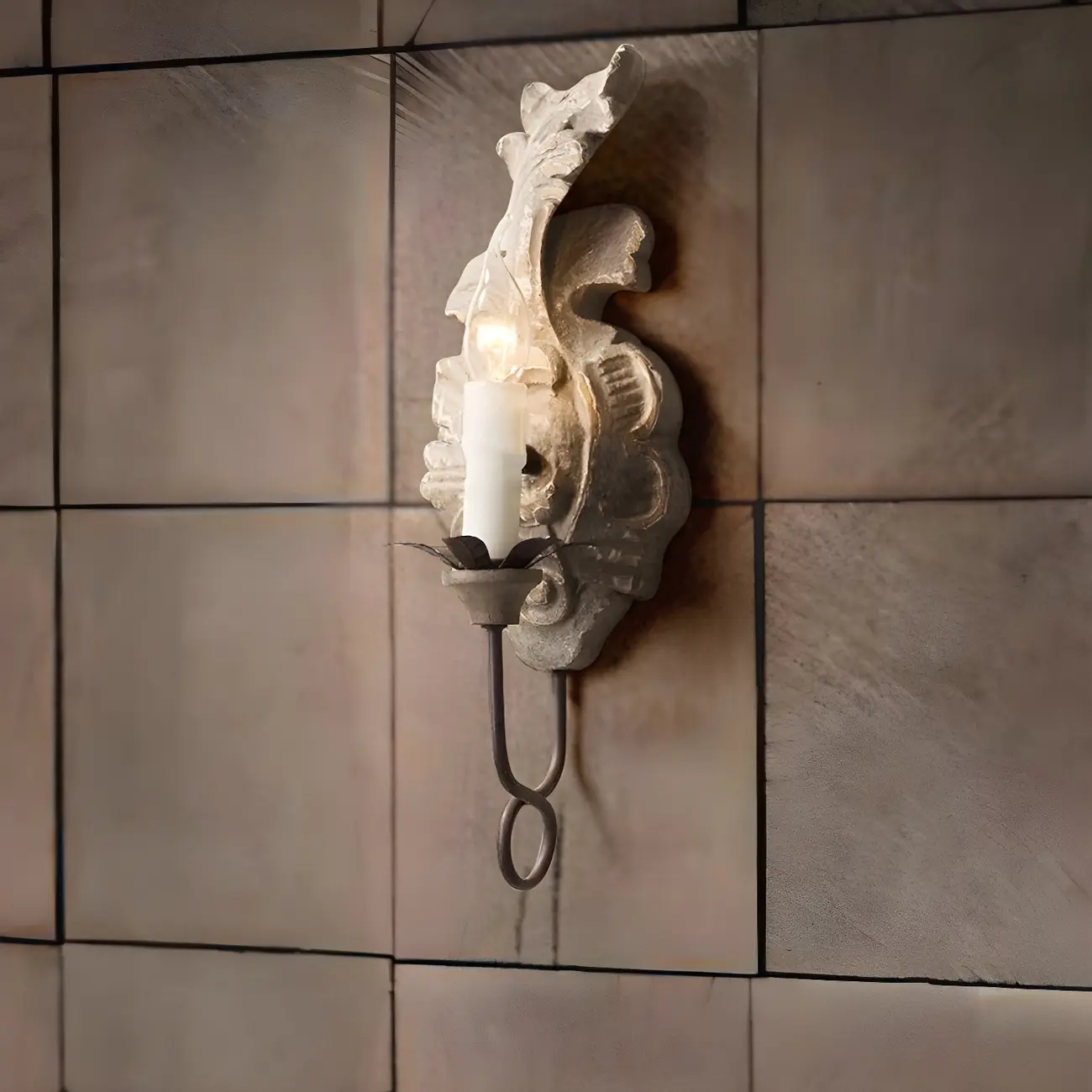 Antique Wall Sconce with Fabric Shade for Hallway Decor Image - 3 | homeyfad