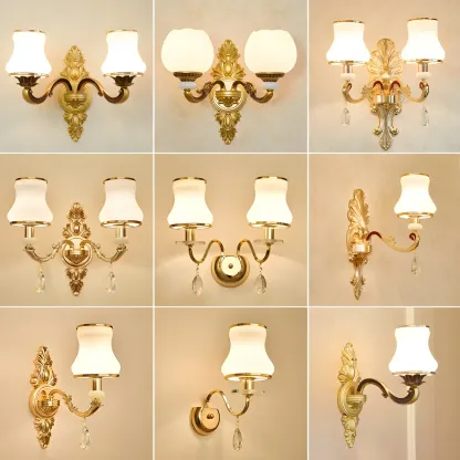 2-Light Traditional Gold Floral Wall Sconce for Living Rooms Image - 2