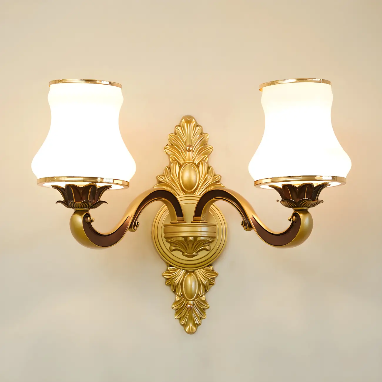 2-Light Traditional Gold Floral Wall Sconce for Living Rooms Image - 3 | homeyfad