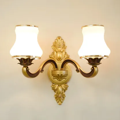 2-Light Traditional Gold Floral Wall Sconce for Living Rooms Image - 3