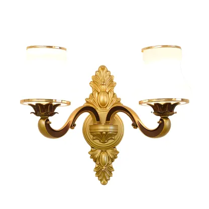 2-Light Traditional Gold Floral Wall Sconce for Living Rooms Image - 5