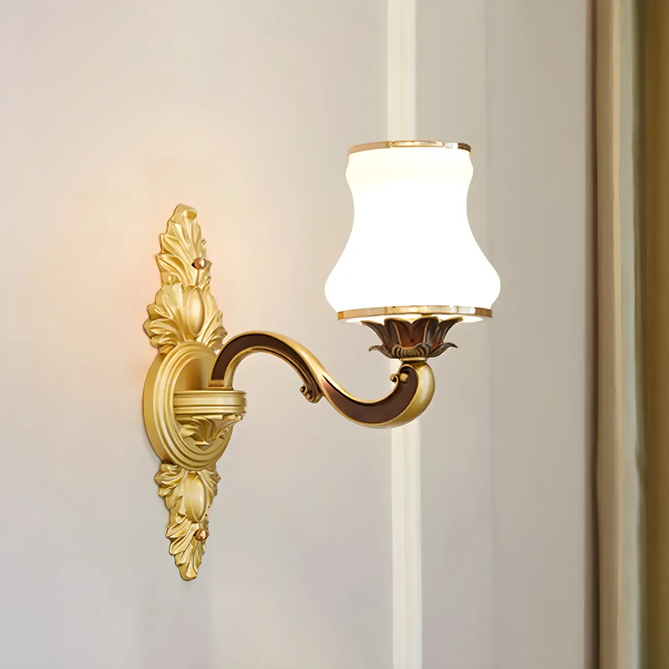 2-Light Traditional Gold Floral Wall Sconce for Living Rooms Image - 6