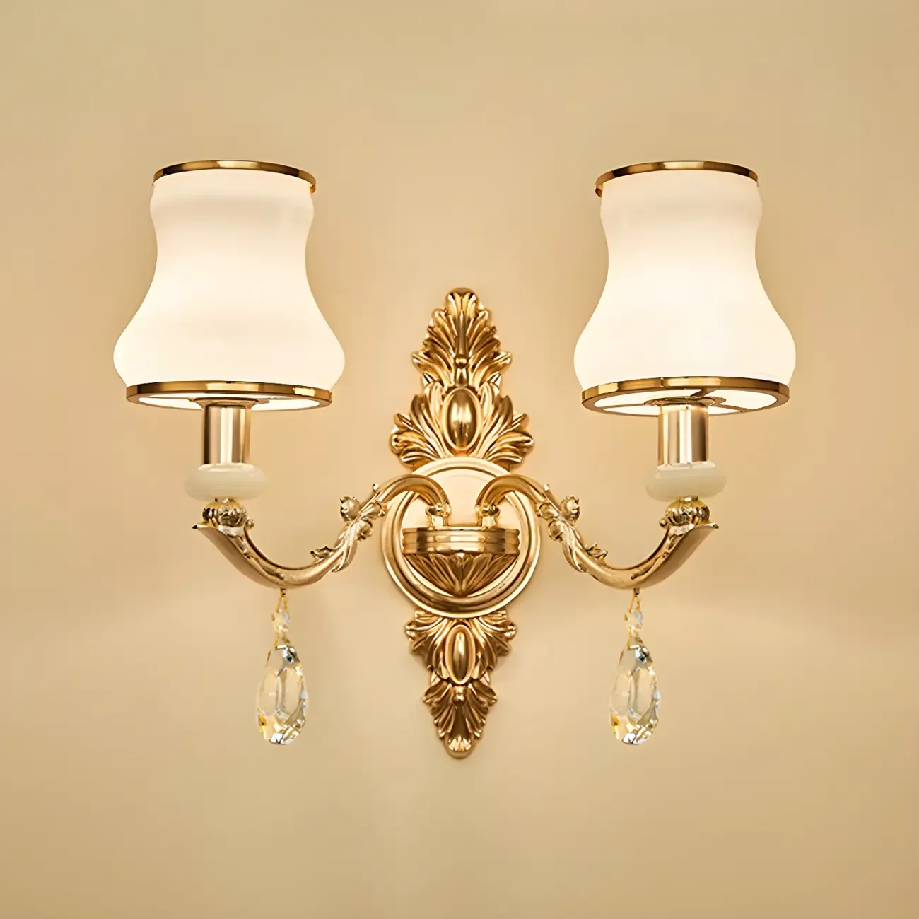 2-Light Traditional Gold Floral Wall Sconce for Living Rooms Image - 9
