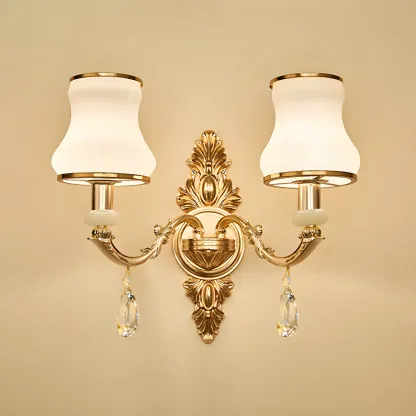 2-Light Traditional Gold Floral Wall Sconce for Living Rooms Image - 9