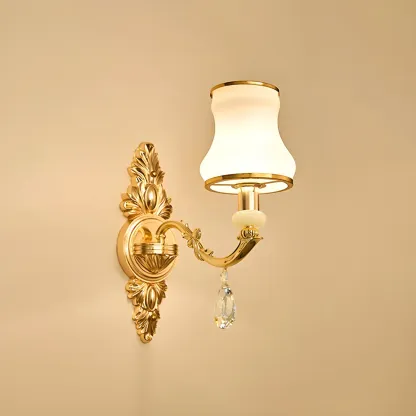 2-Light Traditional Gold Floral Wall Sconce for Living Rooms Image - 10