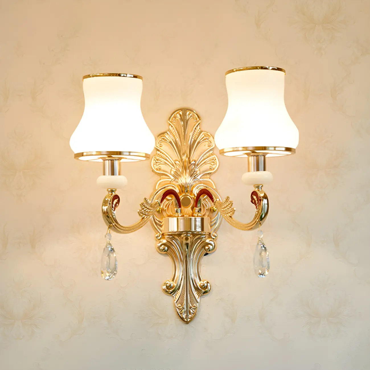 2-Light Traditional Gold Floral Wall Sconce for Living Rooms Image - 12 | homeyfad